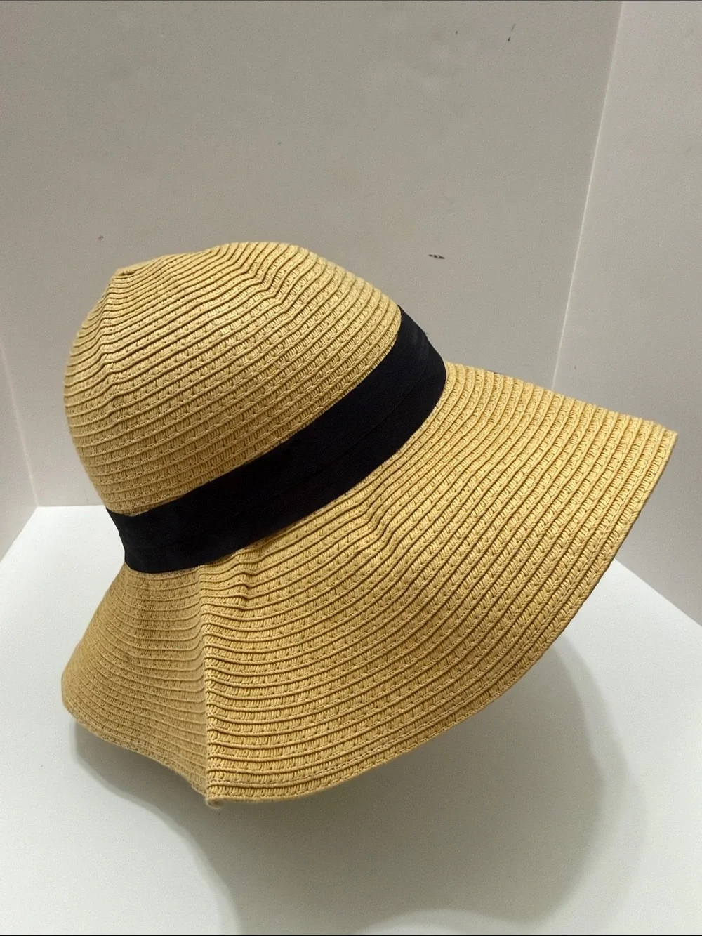 C.C. Boutique Yellow 'Bride To Be' Wide Brim Sun Hat with Black Band
